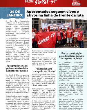 Boletim do Sindsef-SP - Dia dos Aposentados 2026 - frente